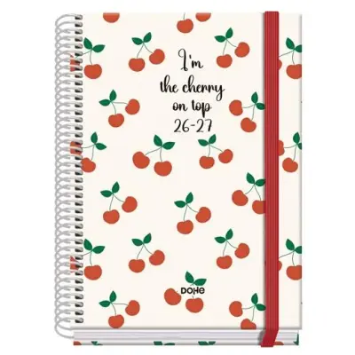 DOHE AGENDA ESCOLAR PRIME A5 ESPIRAL DP CARTÓN FORRADO MOD. CEREZAS 2026-2027