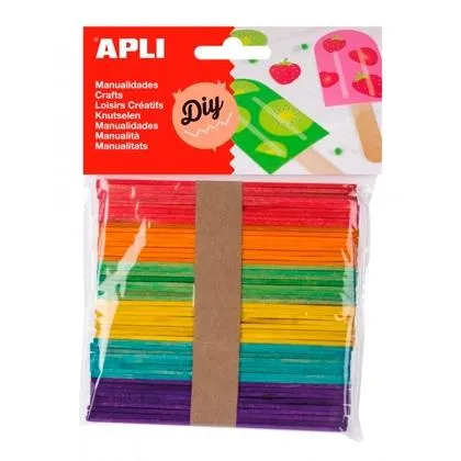 Apli Palos De Polo De Madera 114X10Mm Colores Surtidos -Bolsa 50U-