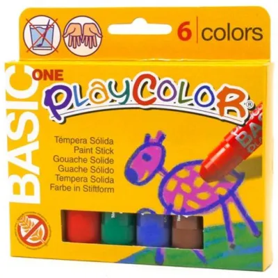 Playcolor Témperas Sólidas Basic One Estuche de 6 Barras Surtidas