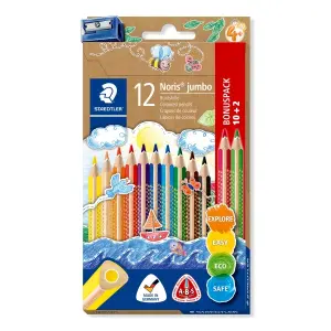 Staedtler Lápices De Colores Jumbo 128 Surtidos Estuche 10+2 Ud Con Sacapuntas