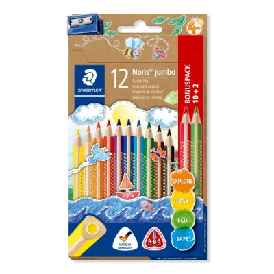 Staedtler Lápices De Colores Jumbo 128 Surtidos Estuche 10+2 Ud Con Sacapuntas