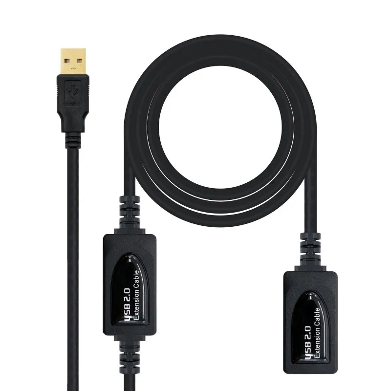 Nanocable Cable Prolongador USB-A 2.0 Macho a Hembra con Amplificador 10m