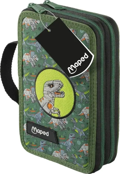 Maped Estuche Dinosaurio de 2 Pisos con 38 Artículos de Papelería