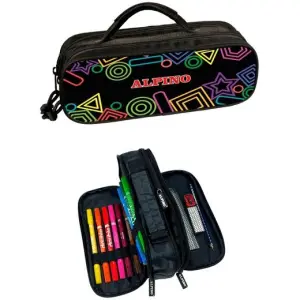 Alpino Plumier Mini Black 3 Compartimentos Con Material Incluido