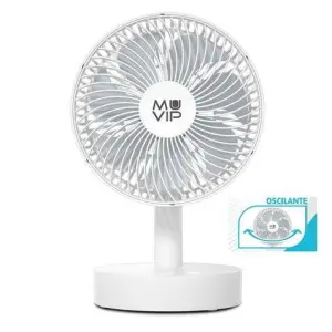Muvip Ventilador De Sobremesa Portátil Oscilante 12W 19cm - 4 Velocidades, Oscilación 70º, Ángulo Ajustable 90º, Autonomía 11h, Blanco