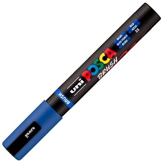 Posca Marcador Pc-5Br Brush Punta M Semiflexible Azul