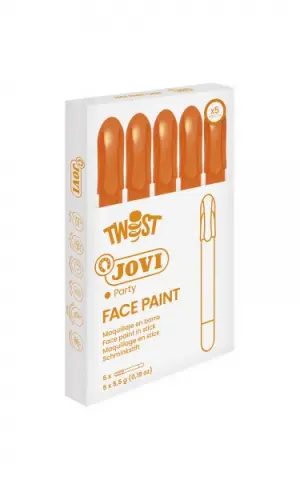 Jovi Twist Stick de Pintura de Cara - Hipoalergenico - Base Agua - Facil Aplicacion - Gran Cobertura - Seca Rapido - Facil de Retirar - sin Parabenos - Color Naranja