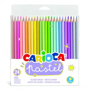 Carioca Pack de 24 Lápices de Madera Colores Pastel Cuerpo Hexagonal Escritura Blanda