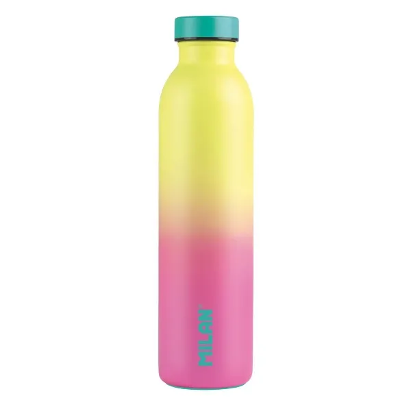 Milan Botella Isotérmica 0.59L Doble Pared Acero Inoxidable Rosa/Amarillo