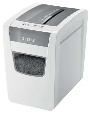 Leitz IQ Slim P4 Destructora de Papel Corte Confeti - Hasta 10 Hojas - 23L - Silenciosa - Blanco/Gris