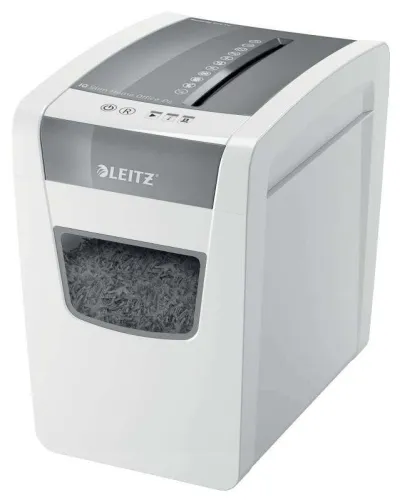 Leitz IQ Slim P4 Destructora de Papel Corte Confeti - Hasta 10 Hojas - 23L - Silenciosa - Blanco/Gris