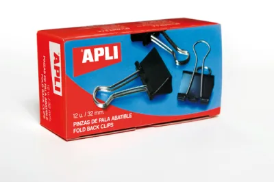Apli Pinzas Abatibles 19mm - Paquete de 12 Pinzas para Oficina