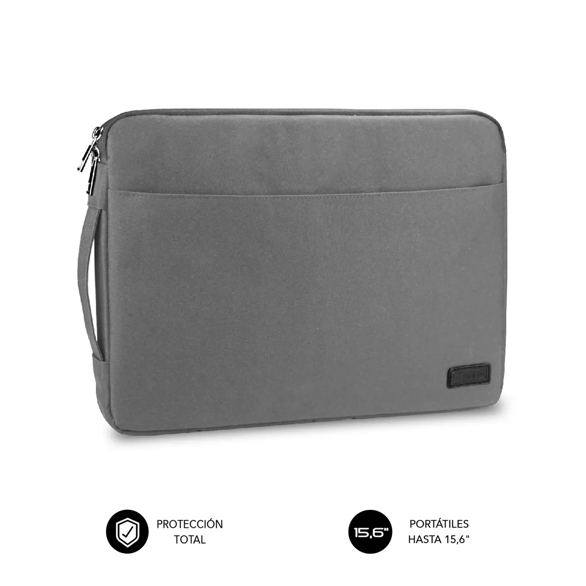 Subblim Funda Urban 15.6" - Proteccion Elegante y Funcional - Tela de Poliester 600D - Interior Acolchado de Foam - Color Gris