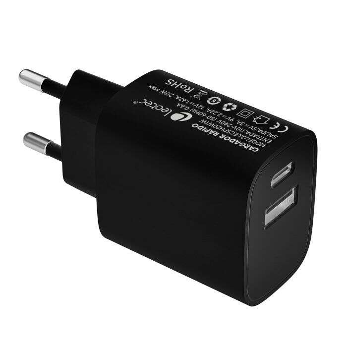 Leotec Cargador Universal Carga Rapida 1Xusb-C Pd + 1X Usb-A 20W
