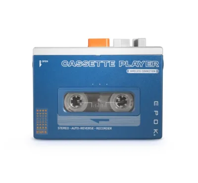 Bigben Epok Reproductor de Cintas Cassette Bluetooth con Altavoz y Auriculares Azul