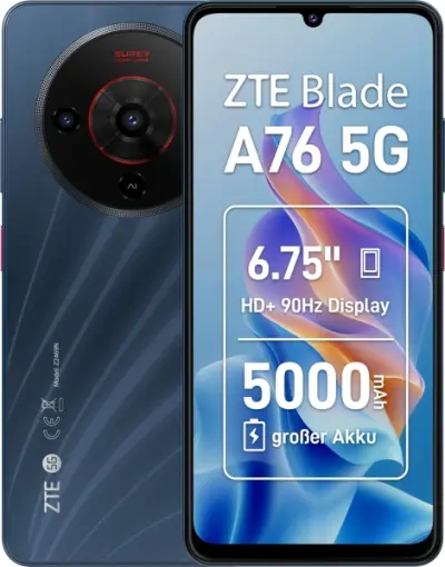 ZTE Blade A76 5G 6.75" HD+ 6GB RAM 128GB Almacenamiento Negro