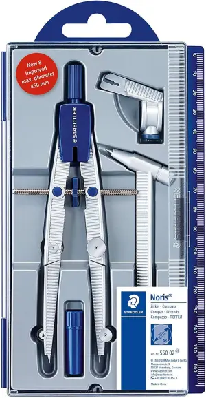 Staedtler Noris 550 02 Compás de Precisión con Aguja y Mina Intercambiables