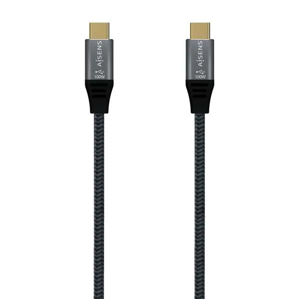 Aisens Cable Usb 3.2 Gen2X2 Aluminio 20Gbps 8K@30Hz 5A 100W E-Mark, Tipo Usb-C/M-Usb-C/M - 1.5M - Color Gris