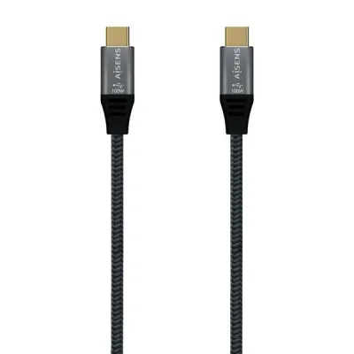 Aisens Cable USB 3.2 Gen2x2 Aluminio 20Gbps 8K@30Hz 5A 100W E-Mark, Tipo USB-C/M-USB-C/M - 1.5m - Color Gris