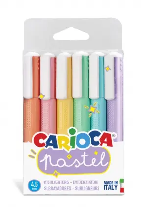 Carioca Marcador Pastel Punta Biselada Colores - Bolsa PVC de 6 Unidades