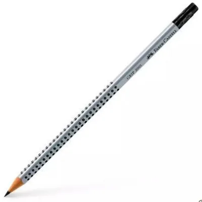 Faber Castell Lápiz Grip Ecológico Con Goma De Borrar Mod. 2001 B Gris