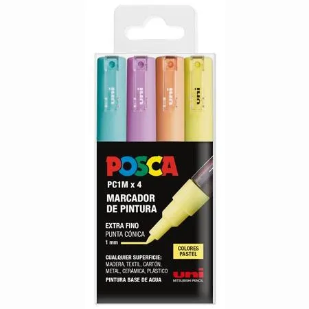 Posca Marcador  Pc-1M/4C No Permanente Punta Fina 0.7-1Mm Colores Surtidos Pastel -4U-