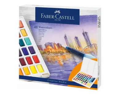 Faber Castell Acuarelas En Pastillas Creative Studio Colores Surtidos Estuche 48 Ud