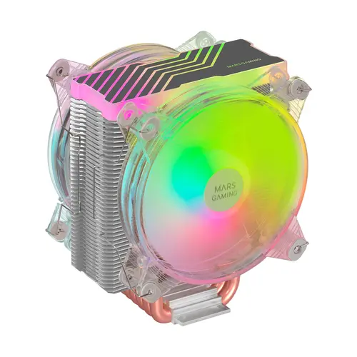 Ventilador Con Disipador Para Cpu Mars Gaming Mcpu66 Iluminacion Triple Argb 6 Heatpipes Disipador De Aluminio 2Xventilador Pwm 110Mm Tdp Hast 220W