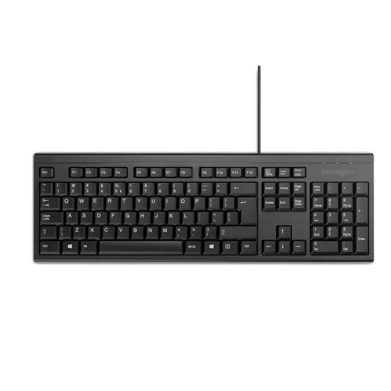 Kensington Kb100 Eq Teclado Completo Usb-A - Fabricado Con 64% De Contenido Reciclado - Membrana A Prueba De Liquidos - Color Negro