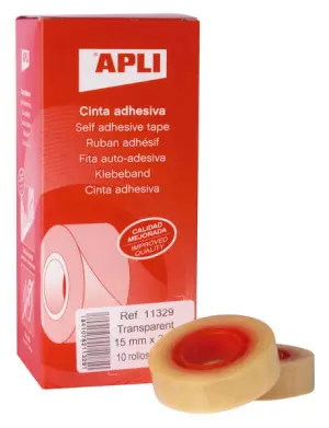 Apli Cinta Adhesiva Transparente 15mm x 33m Resistente al Agua Ideal para Manualidades