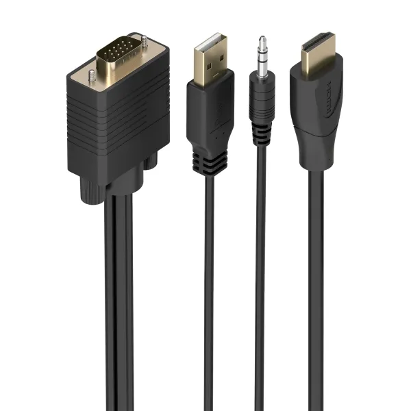 Aisens Cable Conversor Svga+Audio A Hdmi - Longitud 2M - Hdmi Macho - Hdb15 Macho - Jack 3.5Mm Macho - Usb-A Macho - Soporta Resoluciones Hasta 1080P - Plug And Play - Color Negro