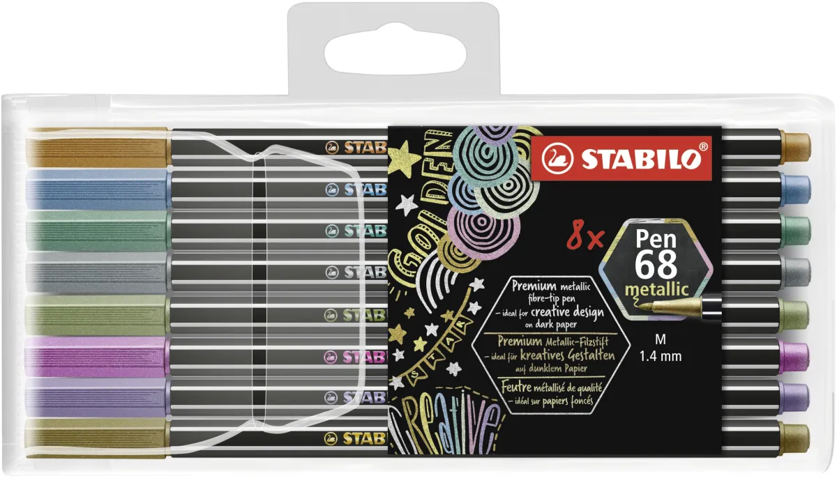 STABILO ROTULADORES PEN 68 METALLIC C/SURTIDOS METÁLICOS ESTUCHE DE PLÁSTICO 8 UD