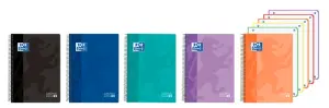 Oxford Cuaderno Espiral A4+ 120 Hojas Cuadricula 5x5mm Tapa Plástica Colores Surtidos