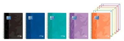 Oxford Cuaderno Espiral A4+ 120 Hojas Cuadricula 5x5mm Tapa Plástica Colores Surtidos