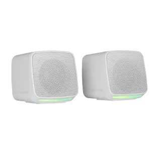 Mars Gaming Altavoces 2.0 MSPROW Blancos 10W USB + Jack Control de Volumen RGB