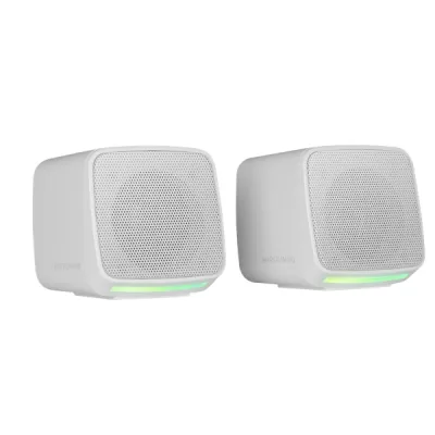 Mars Gaming Altavoces 2.0 MSPROW Blancos 10W USB + Jack Control de Volumen RGB
