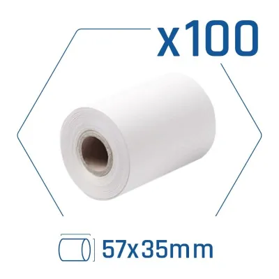 Iggual Pack de 100 Rollos de Papel Térmico para Datáfono 57x35 mm