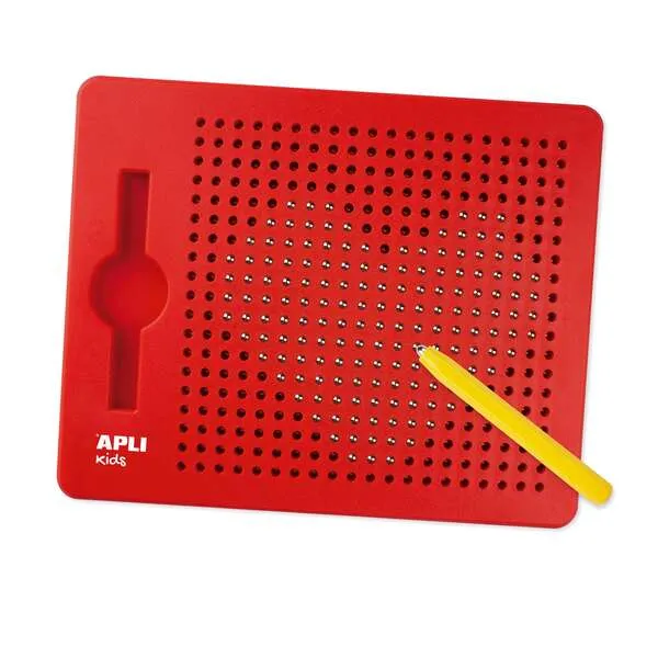 Apli Pizarra Magnética 215x12x170mm con 10 Fichas para Psicomotricidad Fina - Color Rojo