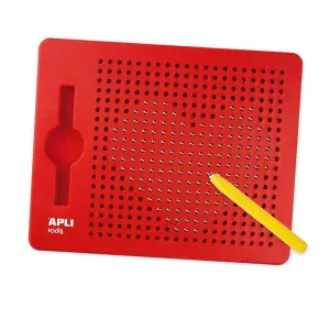 Apli Pizarra Magnética 215x12x170mm con 10 Fichas para Psicomotricidad Fina - Color Rojo