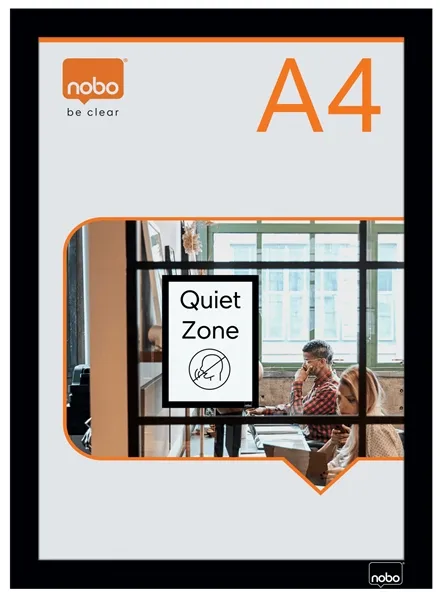 Nobo Pack De 2 Marcos Autoadhesivos Magneticos En Formato A4 - Colocacion En Vertical U Horizontal - Marco De Color Negro