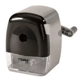 Dahle 133 Afilalapices de Manivela - Para Lapices de 8 a 11,5mm Ø - Fresa de Acero - Forma de Punta Ajustable - Gran Deposito - Color Gris/Negro