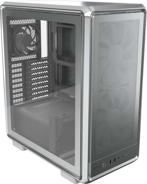 Cooler Master Masterframe 500 Caja Torre E-Atx - Ventana Lateral - Paneles Intercambiables - 2 Ventiladores De 200Mm Frontales - Rejilla Metal-Mesh - 654X580X376Mm - Color Plata