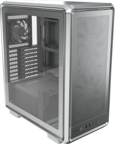 Cooler Master Masterframe 500 Caja Torre E-Atx - Ventana Lateral - Paneles Intercambiables - 2 Ventiladores De 200Mm Frontales - Rejilla Metal-Mesh - 654X580X376Mm - Color Plata