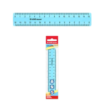 ErichKrause Regla Pastel 15cm para Uso Escolar y de Oficina - Color Azul
