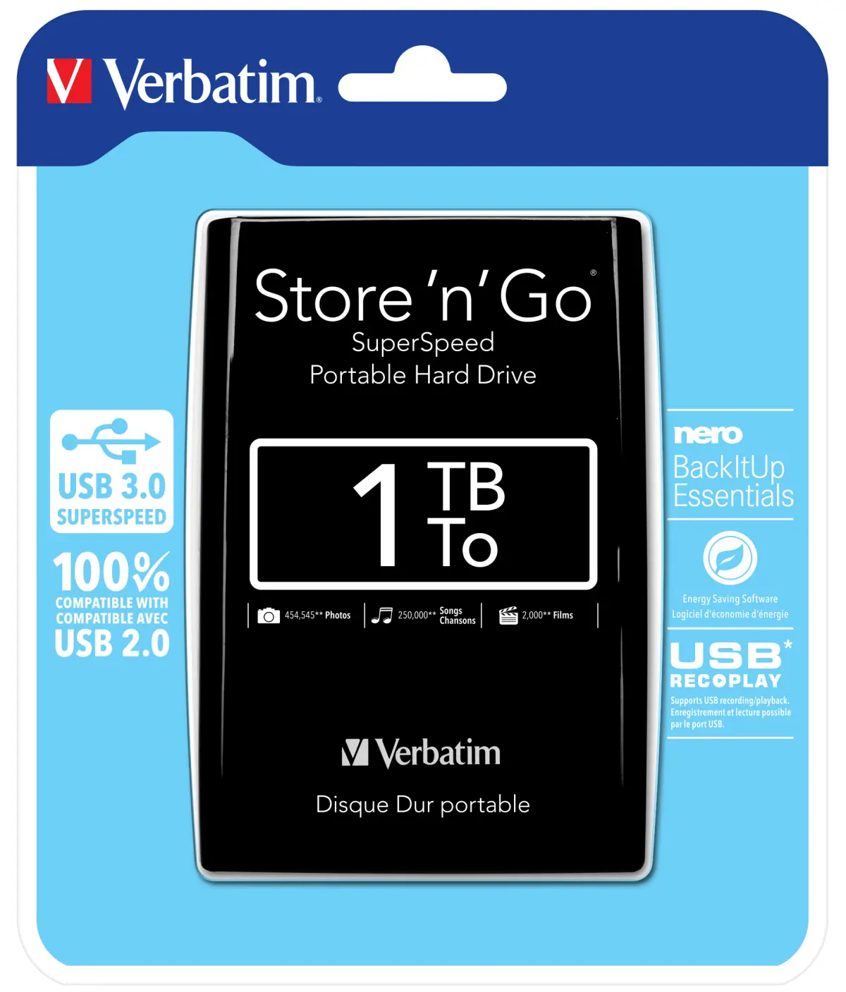 Verbatim Disco Duro Externo Store 'N' Go 1TB HDD 2.5" USB 3.0 Negro