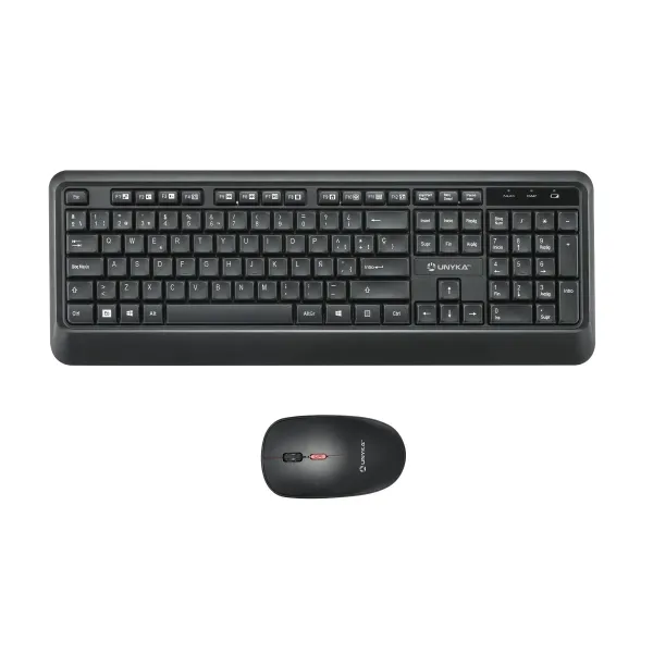 Unykach Uk39 Pack De Teclado Inalambrico Compacto + Raton Inalambrico 1600Dpi, 3 Botones, Uso Ambidiestro - Color Negro