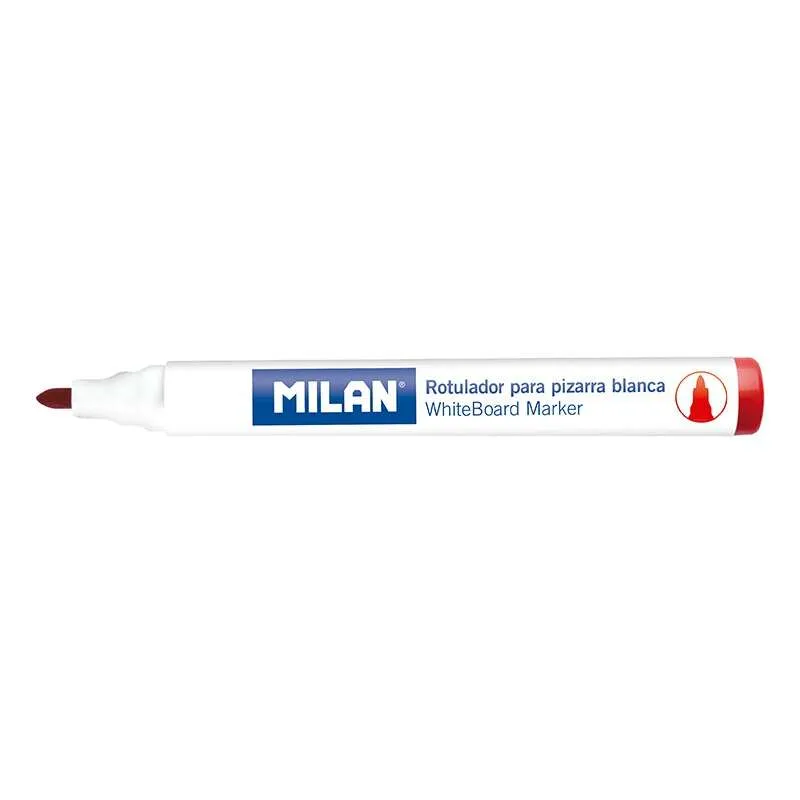 Milan Rotulador Pizarra Blanca Punta Redonda Rojo Caja 12 Unidades