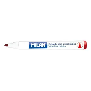 Milan Rotulador Pizarra Blanca Punta Redonda Rojo Caja 12 Unidades