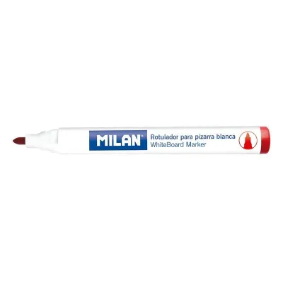 Milan Rotulador Pizarra Blanca Punta Redonda Rojo Caja 12 Unidades