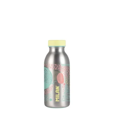 Milan Botella Isotérmica 0.35L Doble Pared Acero Inoxidable Plata/Amarillo